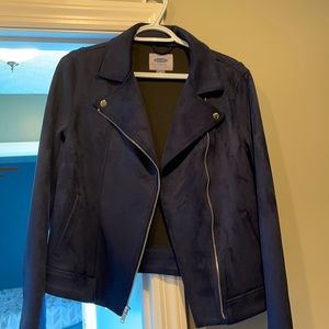 Navy Faux Suede Moto Jacket Old Navy EUC